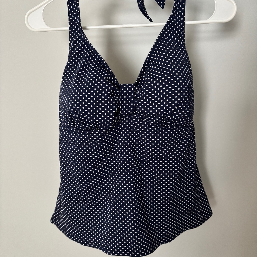 Lands’ End Polka Dot Tankini Top 12D